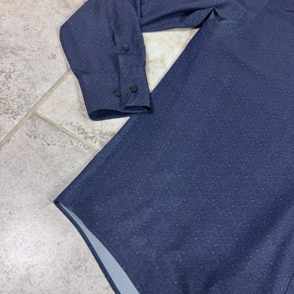 Vince Camuto Shirt Mens XL Long Sleeve Blue Button Up Performance All Over Print